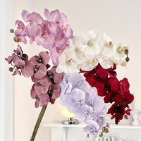 Tiges d'orchidées en soie réalistes de grande taille de 90 cm, cymbidium, fleurs rouges foncées, violettes, blanches, artificielles modernes, toucher réel