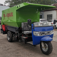 Tricycle électrique diesel 3m³ en acier pour l'épandage d'aliments, mélangeur TMR de maïs ensilé, machine d'élevage pour chèvres, vaches et bovins