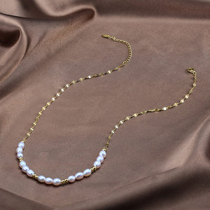 RINNTIN GPN67 Halskette für Damen 14K Gold vergoldet handgefertigt kultiviert Süßwasserperlen-Kette Anhänger 925 Silber-Halsband - Product Image 5