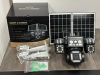 Caméra solaire AOV V560N 4 objectifs 8MP 4G, zoom numérique 12X, détection humanoïde par IA, enregistrement 24h/24 et 7j/7, caméra de sécurité extérieure HE
