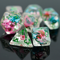 Ensemble de dés polyédriques en résine personnalisés pour D&D, 16 mm, rose et bleu, écologiques, avec 7 dés