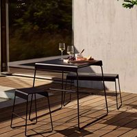 Ensemble de table et chaises de loisirs d'extérieur en acier inoxydable carré pour balcon, restaurant, terrasse, commerce