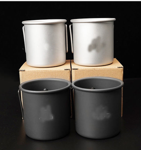 Silver <b>sandblasting</b> Outdoor black anodized oxidization 250ml normal capacity 300 full load capacity aluminium mugs - Product Image 6