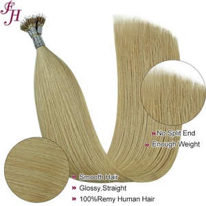 FH Vendeur en gros de tissus teints # Extensions de cheveux humains 1001 Flexible F-tip Straight European Hair Nano Rings Tips - Product Image 2
