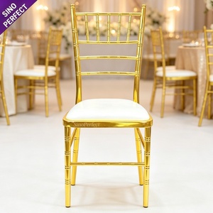 Factory Shiny Golden Metal Iron Chromed Event <b>Chair</b> <b>Stackable</b> Banquet Dining <b>Chair</b> for Ceremony Wedding Reception - Product Image 1