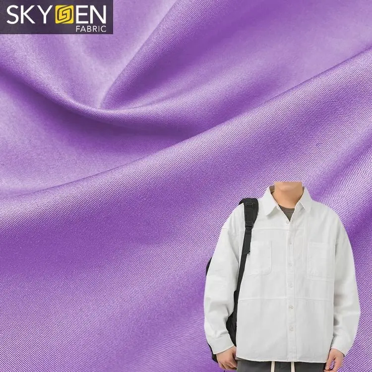 Skygen 130gsm camisa blusa suave liso poliéster tejido tela ropa 100% poliéster tela
