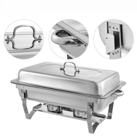 Chauffe-Plat Rectangulaire Professionnel Grande Capacité en Acier Inoxydable pour Buffet Hôtelier et Restauration avec Couvercle