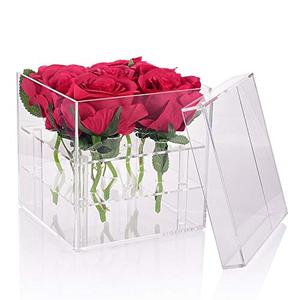 Acrílico transparente flor Rosa Flor de caja de regalo con cubierta romántico flor fresca de caja para la novia y Mujer - Product Image 3