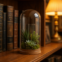 Dôme en verre transparent Tuoxin Hebei pour décoration intérieure, base en bois, pour la préservation des fleurs de Noël