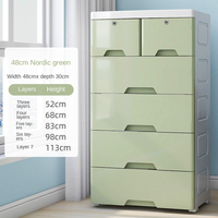Armoire de rangement empilable en plastique coloré pour vêtements de chambre à coucher avec roulettes et tiroirs coulissants