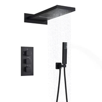 Ensemble de douche thermostatique moderne noir en laiton pour hôtel, mitigeur de douche encastré pour appartement, avec jet de massage rotatif