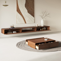 Meuble TV Suspendu Moderne et Simple, Combinaison Table Basse Murale pour Petit Appartement, Panneaux de Bois, Armoire de Rangement pour Salon
