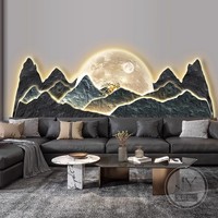 Peinture décorative murale pour salon, style moderne, luxe léger, peinture murale suspendue, murales lumineuses LED