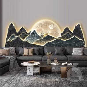 Peinture décorative murale pour salon, style moderne, luxe léger, peinture murale suspendue, murales lumineuses LED - Product Image 5