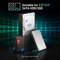 FIDECO plastik Single Bay USB 3.0 5Gbps dukungan 22TB SATA Hard Drive Docking Station 2.5 3.5 inci HDD SSD Docking