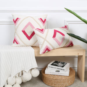 Moderno <span class=keywords><strong>marroquí</strong></span> punzón <span class=keywords><strong>aguja</strong></span> <span class=keywords><strong>bordado</strong></span> Rosa funda de almohada hogar sofá sala de estar decoración cubierta - Product Image 2