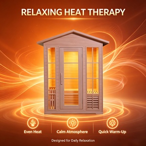 Moderna Cabina de <span class=keywords><strong>Sauna</strong></span> de Madera para Exteriores, <span class=keywords><strong>Sauna</strong></span> Seca de Infrarrojos para 2-3 Personas, <span class=keywords><strong>Sauna</strong></span> de Madera para Jardín o Patio, Venta al Por Mayor - Product Image 4