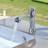 Robinet de lavabo de salle de bain commercial classique en acier inoxydable chromé de qualité supérieure à 1 trou avec un débit d'eau plus doux
