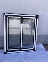 Fenêtre PVC 1100*1120 simple, coulissante, en verre trempé, double cadre pour panneau sandwich de 50-75 mm
