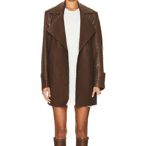 2023 personnalisé en cuir à lacets veste femmes manteaux et vestes dames élégant en cuir Pu veste Trench Coat - Product Image 2