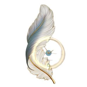 Reloj Decorativo de Pared con Plumas, Lámpara LED para Sala de Estar o Pasillo, Proveedor Mayorista - Product Image 5
