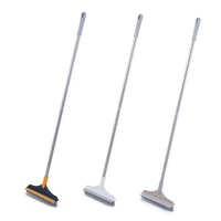 Brosse à récurer pour le sol de la salle de bain, raclette à sec, manche en métal réglable, épurateur avec poils rigides