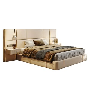 <span class=keywords><strong>Stile</strong></span> minimalista italiano lussuoso letto matrimoniale luce di lusso <span class=keywords><strong>modernista</strong></span> ampia camera da letto ampia testiera in pelle Villa collezione - Product Image 1