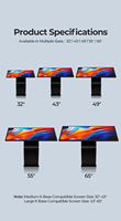 Pantalla Táctil Interactiva LCD 4K de 32/43/49/55/65 Pulgadas con Base Tipo K, Kiosco Publicitario con CMS/RDM Basado en la Nube
