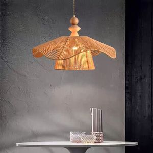 Woven Hemp Rope Pendant Light Retro Minimalist <b>Chandelier</b> <b>for</b> Dining Room <b>Bedroom</b> - Product Image 4