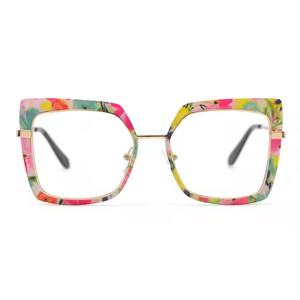 نظارات عيون معدنية كبيرة الحجم عالية الجودة للنساء إطار كبير بألوان متعددة لشكل الوجه الماسي - Product Image 2