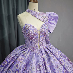 Pour Jancember 6687 lilas une épaule robe de bal élégante soirée gonflée Vestido Largo avec perles Appliques dentelle décor pour - Product Image 1