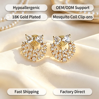 Boucles d'oreilles clipsables anti-moustiques 2026 Fashion Wreath Butterfly CZ, sans perçage, plaqué or 18 carats, bijoux invisibles indolores, vente en gros