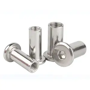 Best Selling Durable Using Stainless Steel Flat Round Head Hex Furniture Nut Barrel Nut Splint Nut