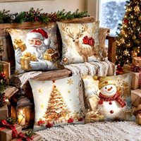 4 housses de coussin de Noël, motif classique Père Noël, bonhomme de neige, renne, pour la fête de Noël, décoration de la maison