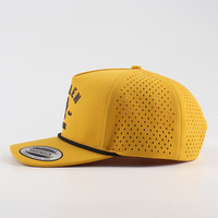 Gorra de béisbol deportiva de 5 paneles con diseño OEM personalizado Hanway, tela Oxford Dobby con puntos, logotipo bordado, orificios cortados con láser, transpirable, venta al por mayor