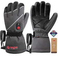 Gants de ski chauffants pour l'hiver, à doigts entiers, chauffants au dos de la main, microfibre auto-chauffante, écran tactile, batterie 4000 mAh, coupe-vent, amovibles