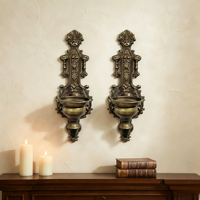 Chandelier mural en fer forgé fait main, résistant à la chaleur, durable, style rétro romantique, finition antique noir/bronze/argent pour
