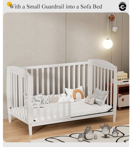 Cunas Multifuncionales de Alta Calidad para Niños, Cunas de Madera para Bebés, Sofá Cama <span class=keywords><strong>Convertible</strong></span>, Muebles para Bebés, Cama con Altura Ajustable, Somier de Metal - Product Image 3