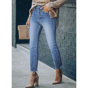 Sidefeel, pantalones vaqueros acampanados de calle alta para mujer, talla XL, elásticos, rasgados, desgastados, Zimbaplatinum, pantalones vaqueros transpirables - Product Image 1