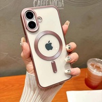 Coque de téléphone magnétique de luxe en titane pour iphone16 pro max, avec chargeur sans fil, colorée et mate, pour dessert naturel