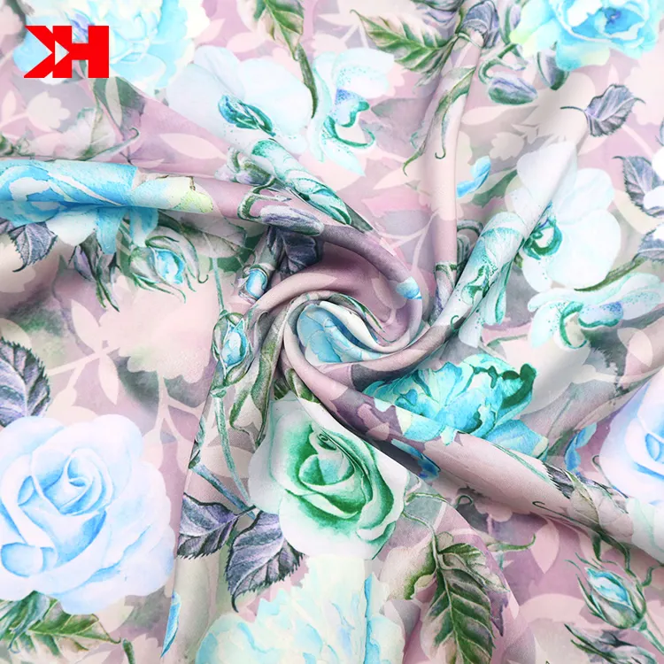 Популярная модель высококачественной цветной ткани Kahn с модным принтом на заказ, полиэфирная однотонная шелковая атласная ткань для рубашек