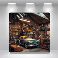 Soporte para Fondo de Coche Vintage de 8x8 pies, Marco de Arco de Aluminio de Alta Resistencia de 32 mm, Tela sin Arrugas, Calidad de Alquiler para Fotomatón