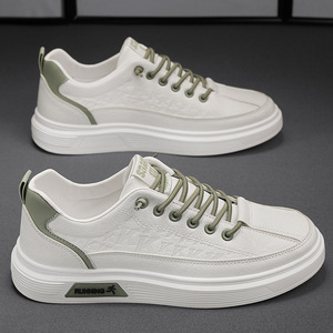 Zapatillas Deportivas Transpirables de Primavera para Hombre, Zapatillas Deportivas Blancas de Caña Baja, Zapatos Casuales para Caminar con Parte Superior de PU y Plantilla Cómoda - Product Image 3