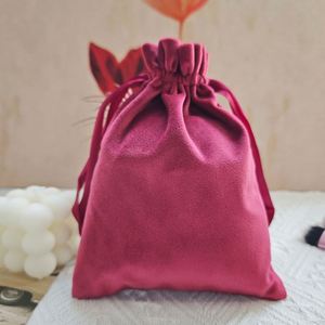 Pochette en velours imprimée personnalisée de haute qualité avec cordon de serrage pour emballage, couleur violet baie, pour cosmétiques, bijoux et cadeaux (vente en gros) - Product Image 1
