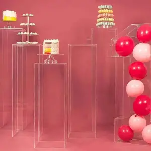 Acrylic Cube Display Rack Cake Stand Wedding Decor Centerpieces Birthday Party Event Decor Backdrop Base Acrylic Pedestal Stand
