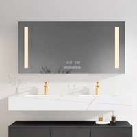 Miroir de salle de bain intelligent LED rectangulaire poli, miroir argenté éclairé avec écran tactile, éclairage frontal et rétroéclairage