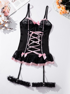 2026 Spot 2026 Pure Desire Lingerie <b>Set</b> Sheer Lace Teddy With Bowknot Thigh Bands Women's <b>Sexy</b> Lingerie Bodysuits - Product Image 4