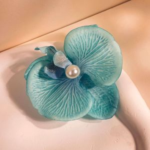 Barrettes à cheveux en forme de fleur d'orchidée colorée, style doux et tendance, accessoires pour cheveux en métal et tissu pour femmes et filles, décoration capillaire - Product Image 4