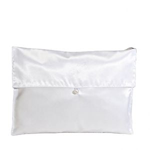 Pochette enveloppe en satin blanc avec rabat et bouton, pour tablette et foulard, design personnalisé, sac anti-poussière en satin, vente en gros - Product Image 2