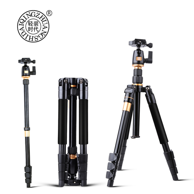QZSD-Q555 Height 55 Inch Photographic Stand Mini Aluminum Camera Folded Tripod Mount Digital and Phone Stand Portable Tripod